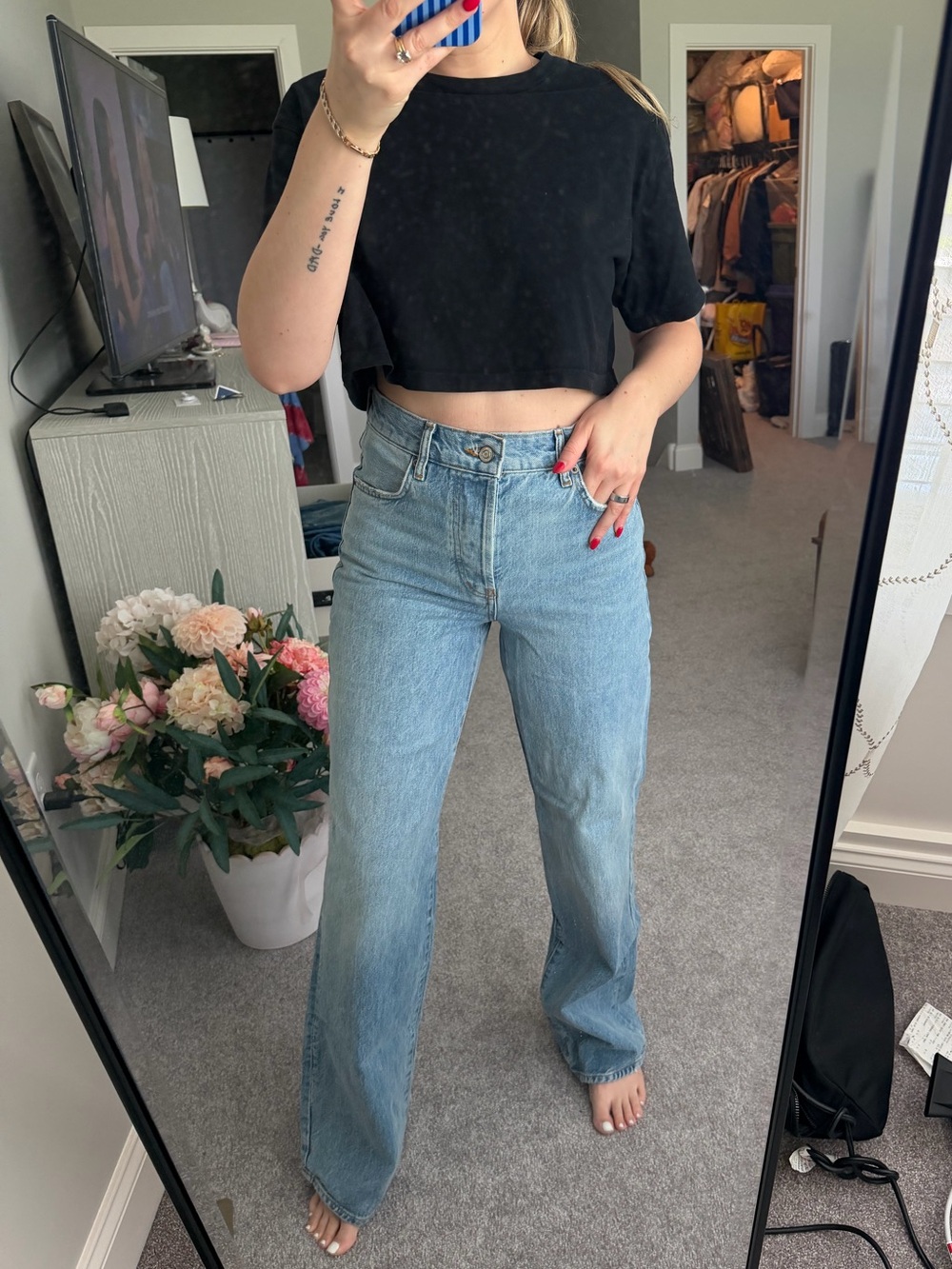Zara Light Blue Straight Leg Jeans - Women's